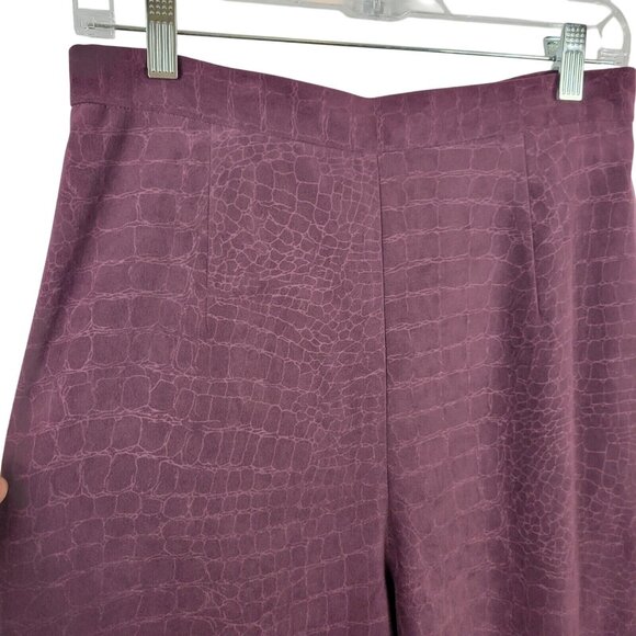 Crocodile Print Plum Purple Pants Women 9/10  Business Casual Retro Style Lounge - Picture 5 of 14